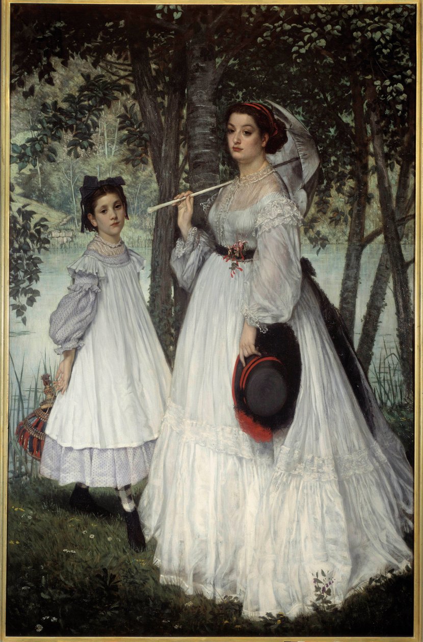 As duas irmãs ou "retratos em um parque" Pintura de Jacques Joseph (Jacques-Joseph) Tissot dit James Tissot (1836-1902) de James Jacques Joseph Tissot