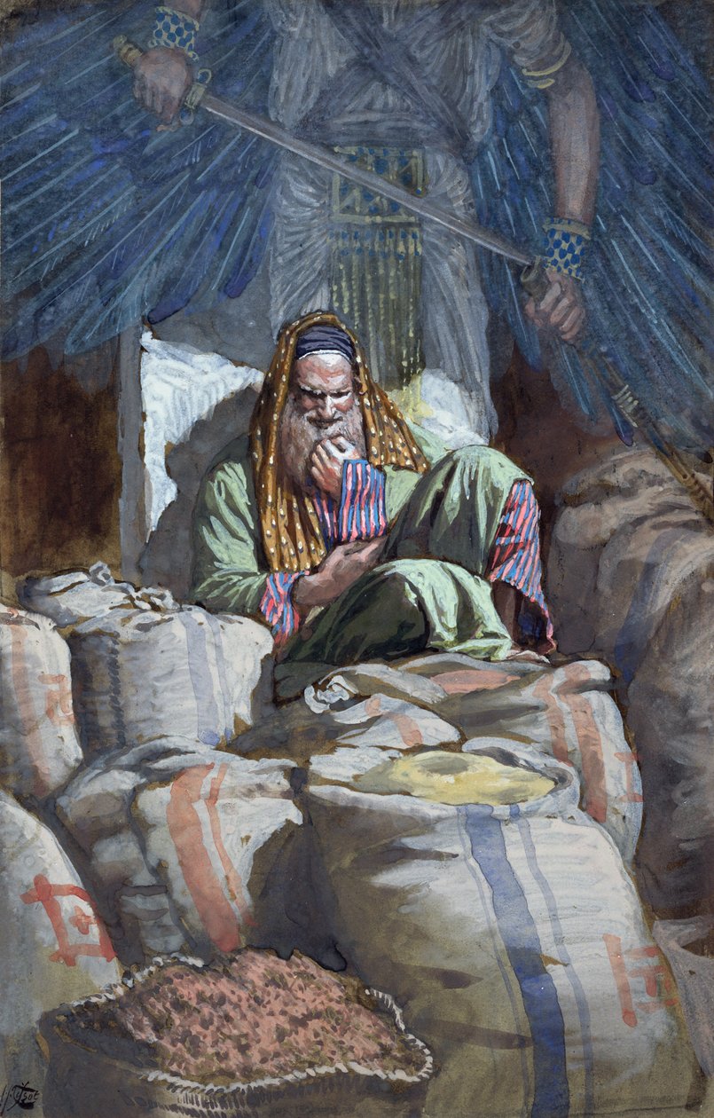 Tu Tolo, Esta Noite Tua Alma Será Requerida de Ti, ilustração para A Vida de Cristo, c.1886-94 (wc e guache sobre papelão) de James Jacques Joseph Tissot