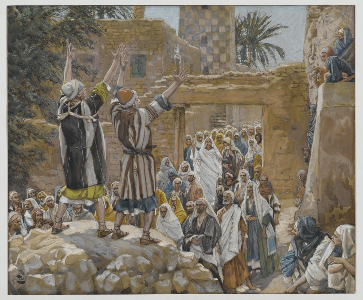 Dois Homens Cegos em Jericó, ilustração da Vida de Nosso Senhor Jesus Cristo, 1886-96 (wc sobre grafite sobre papel) de James Jacques Joseph Tissot