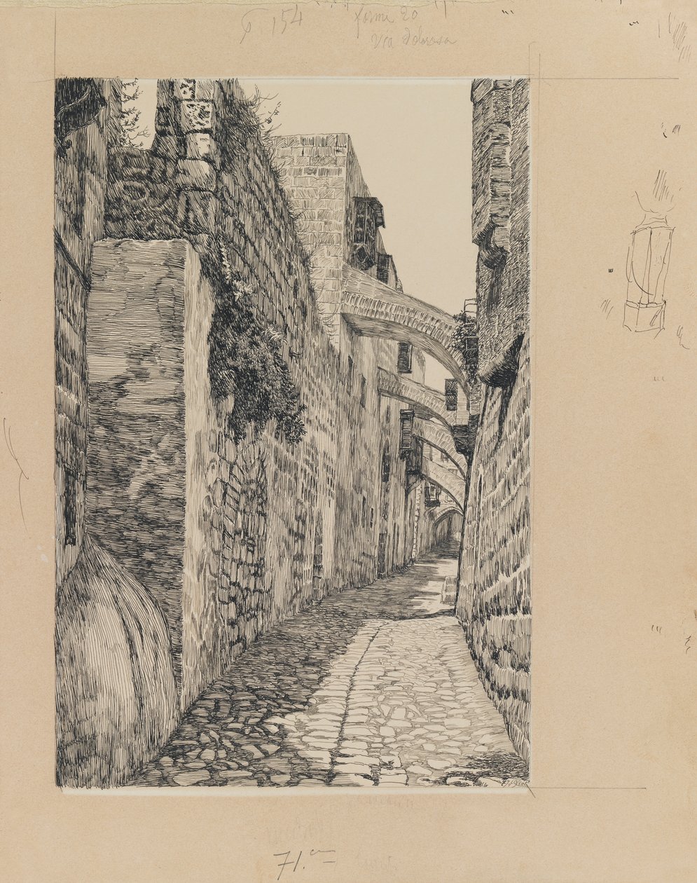 Via Dolorosa, Jerusalém, ilustração da vida de nosso Senhor Jesus Cristo (tinta & grafite no cartão) de James Jacques Joseph Tissot