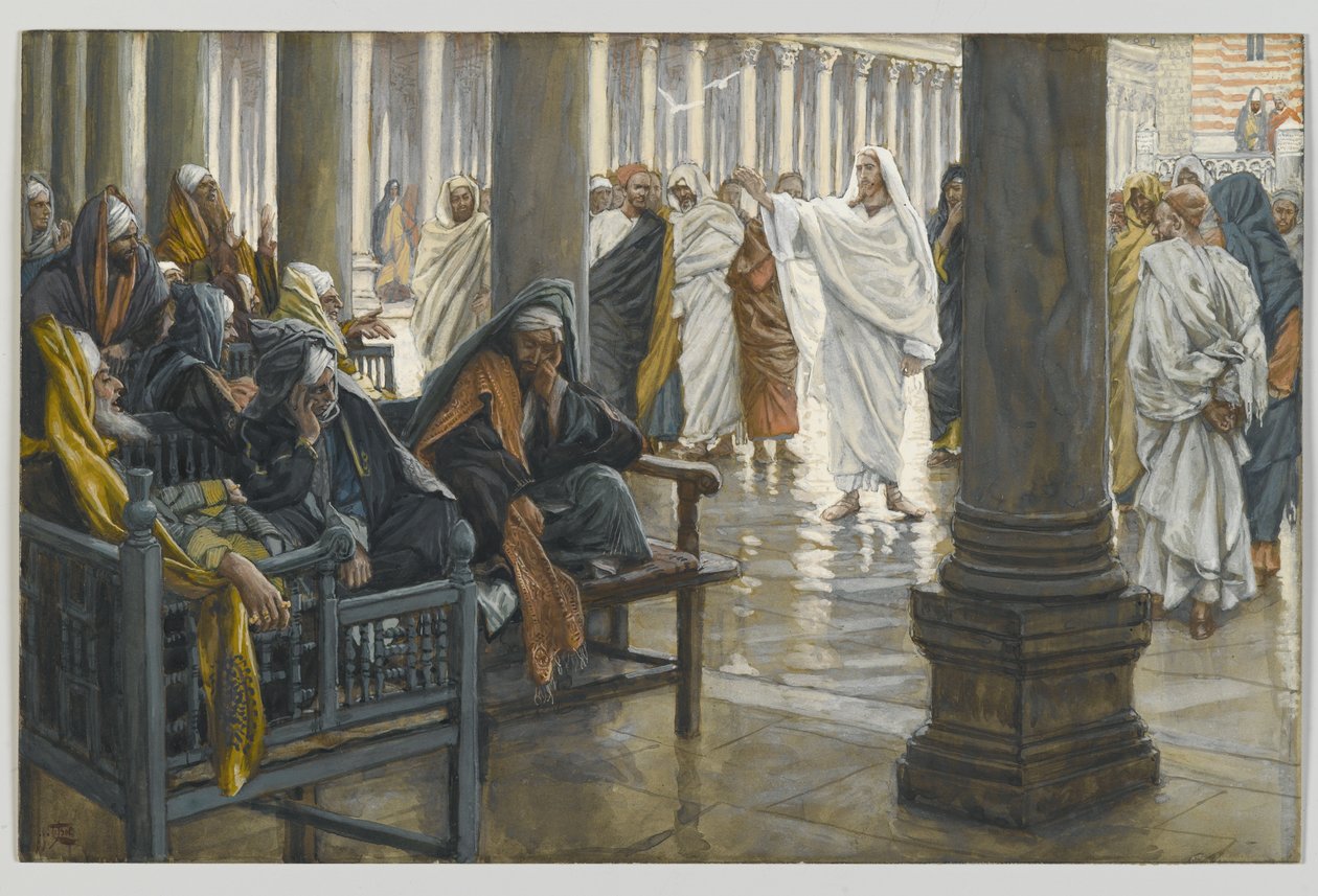 Ai de vós, escribas e fariseus, ilustração da Vida de Nosso Senhor Jesus Cristo, 1886-94 (wc sobre grafite sobre papel) de James Jacques Joseph Tissot