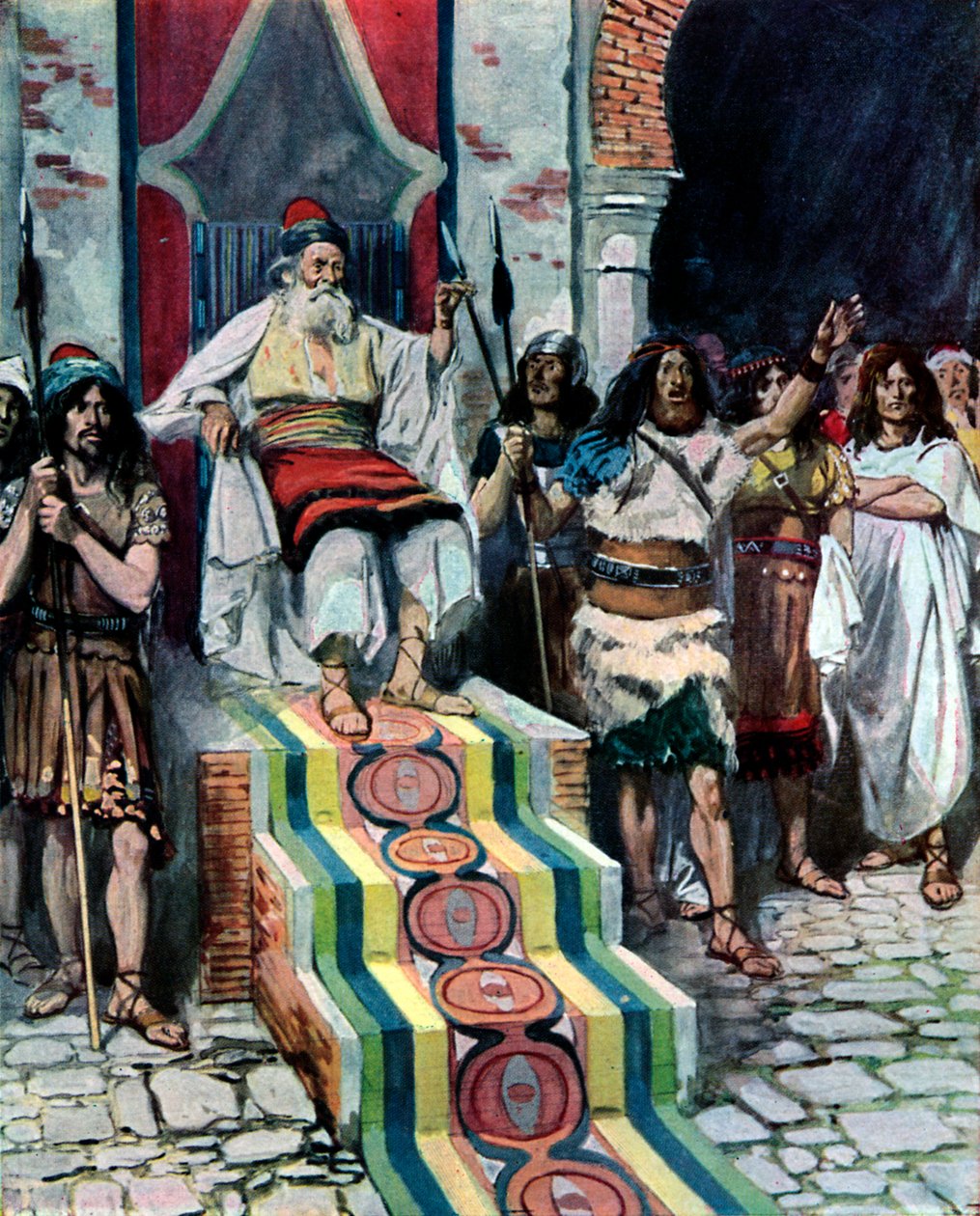 David vê o mensageiro chegar, por Tissot -Bible de James Jacques Joseph after Tissot