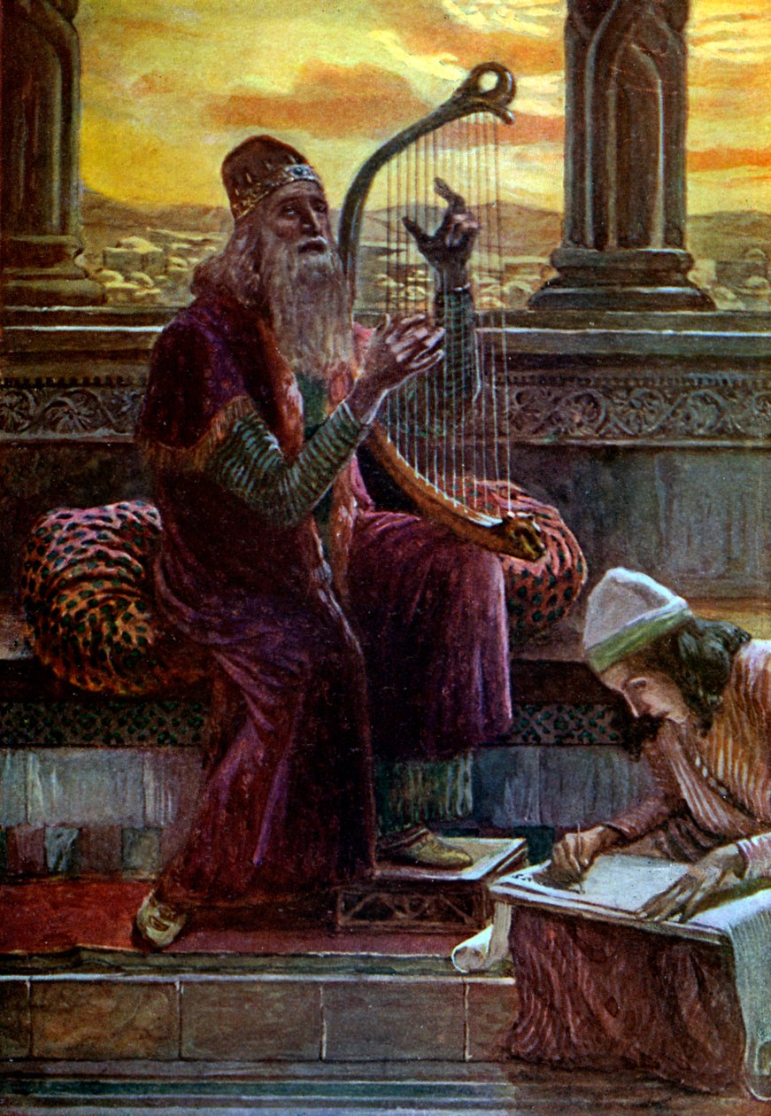 David cantando por J James Tissot - Bíblia de James Jacques Joseph after Tissot