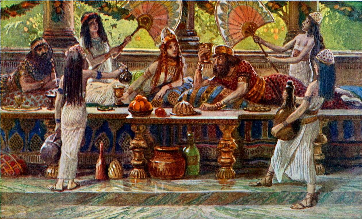 Ester festeja com o rei, por Tissot - Bíblia de James Jacques Joseph after Tissot