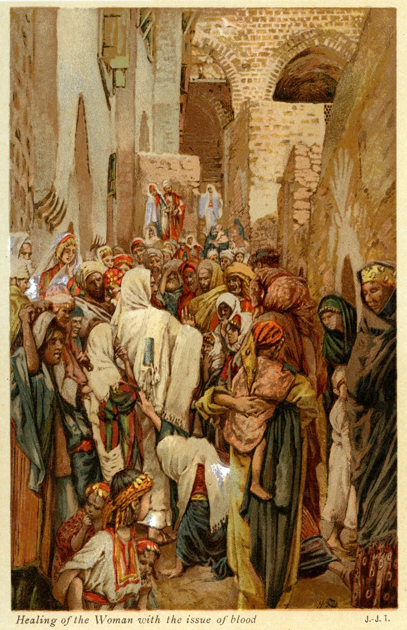 Cura da mulher com a questão do sangue - Bible de James Jacques Joseph after Tissot