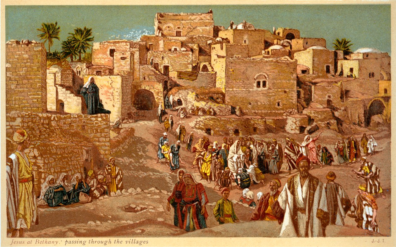 Jesus em Betânia: passando pelas aldeias - Bíblia de James Jacques Joseph after Tissot
