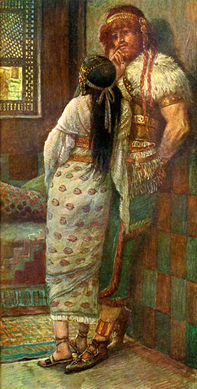 Sansão e sua esposa por J James Tissot - Bíblia de James Jacques Joseph after Tissot