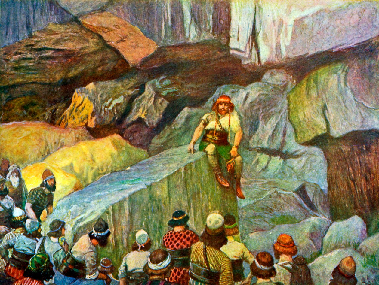 Sansão nas cavernas de Etam por Tissot - Bíblia de James Jacques Joseph after Tissot