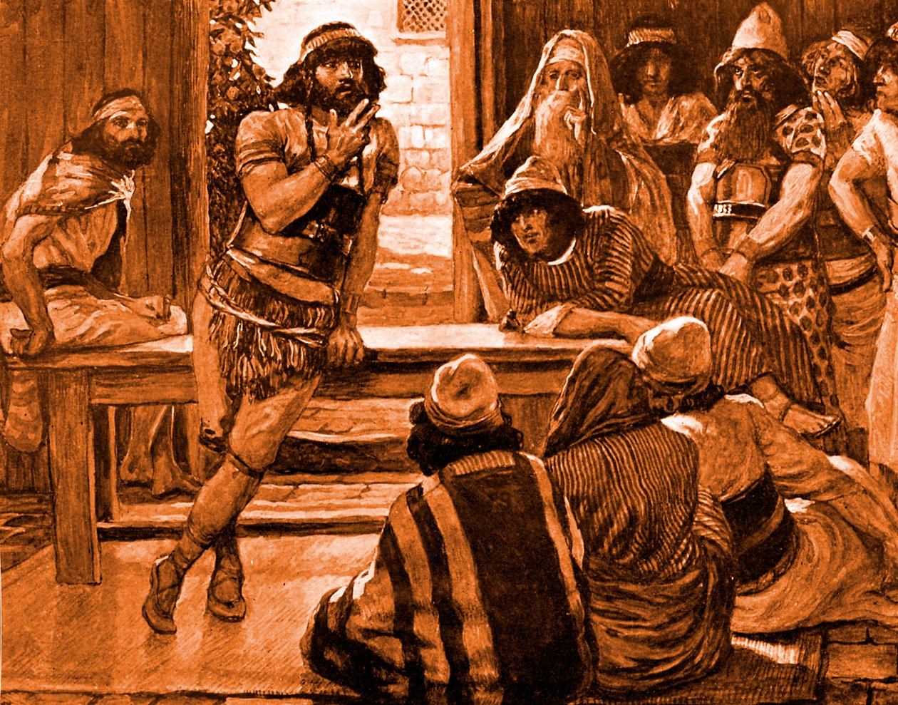Sansão propõe um enigma por Tissot - Bíblia de James Jacques Joseph after Tissot