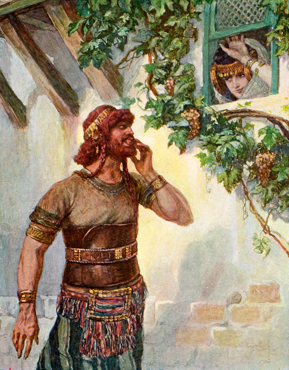 Sansão vê Delila na janela dela - Bíblia de James Jacques Joseph after Tissot