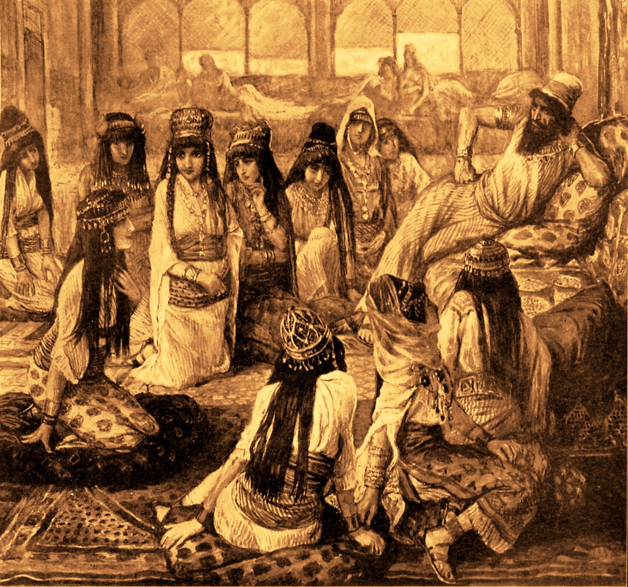 Salomão e seu Harém por J James Tissot - Bíblia (Livro dos Reis) de James Jacques Joseph after Tissot