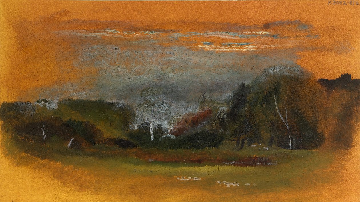 A Landscape View (óleo no cartão) de James Johnson