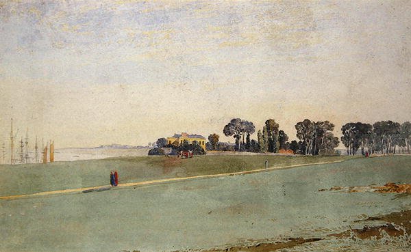 Uma Vista perto da Boca da Avon, perto de Bristol (aguarela sobre papel) de James Johnson