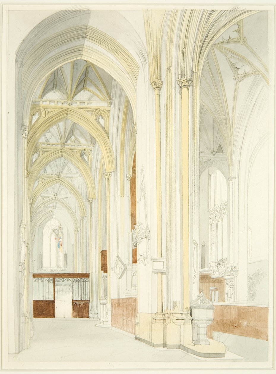 Interior da Catedral de Bristol (inacabado) de James Johnson