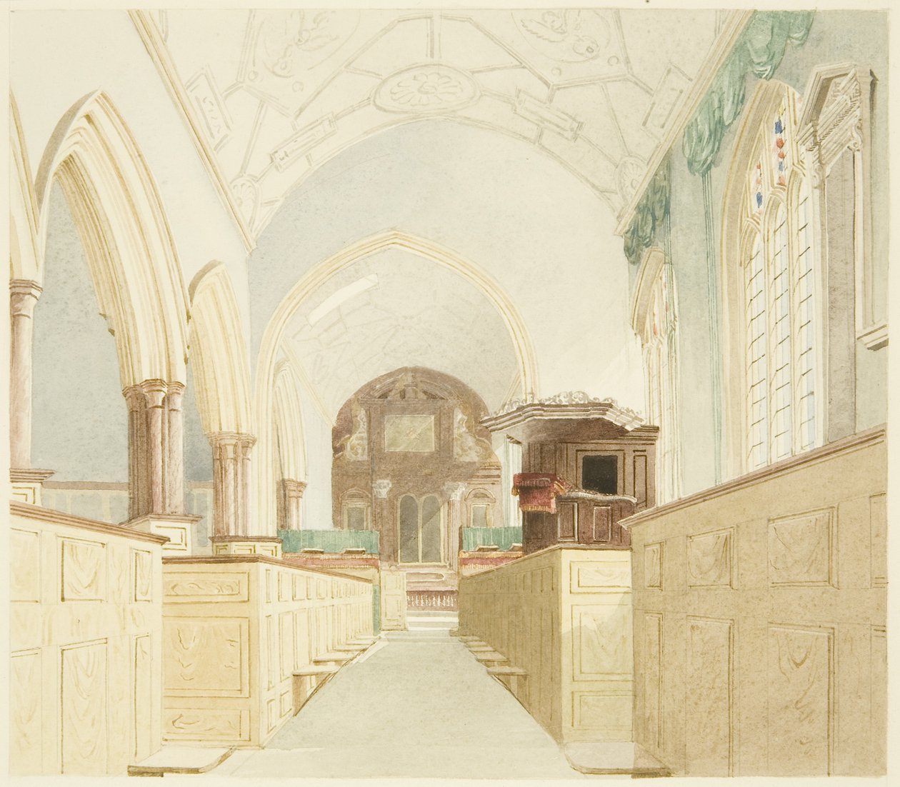 Interior da Igreja de St Mary-le-Port de James Johnson