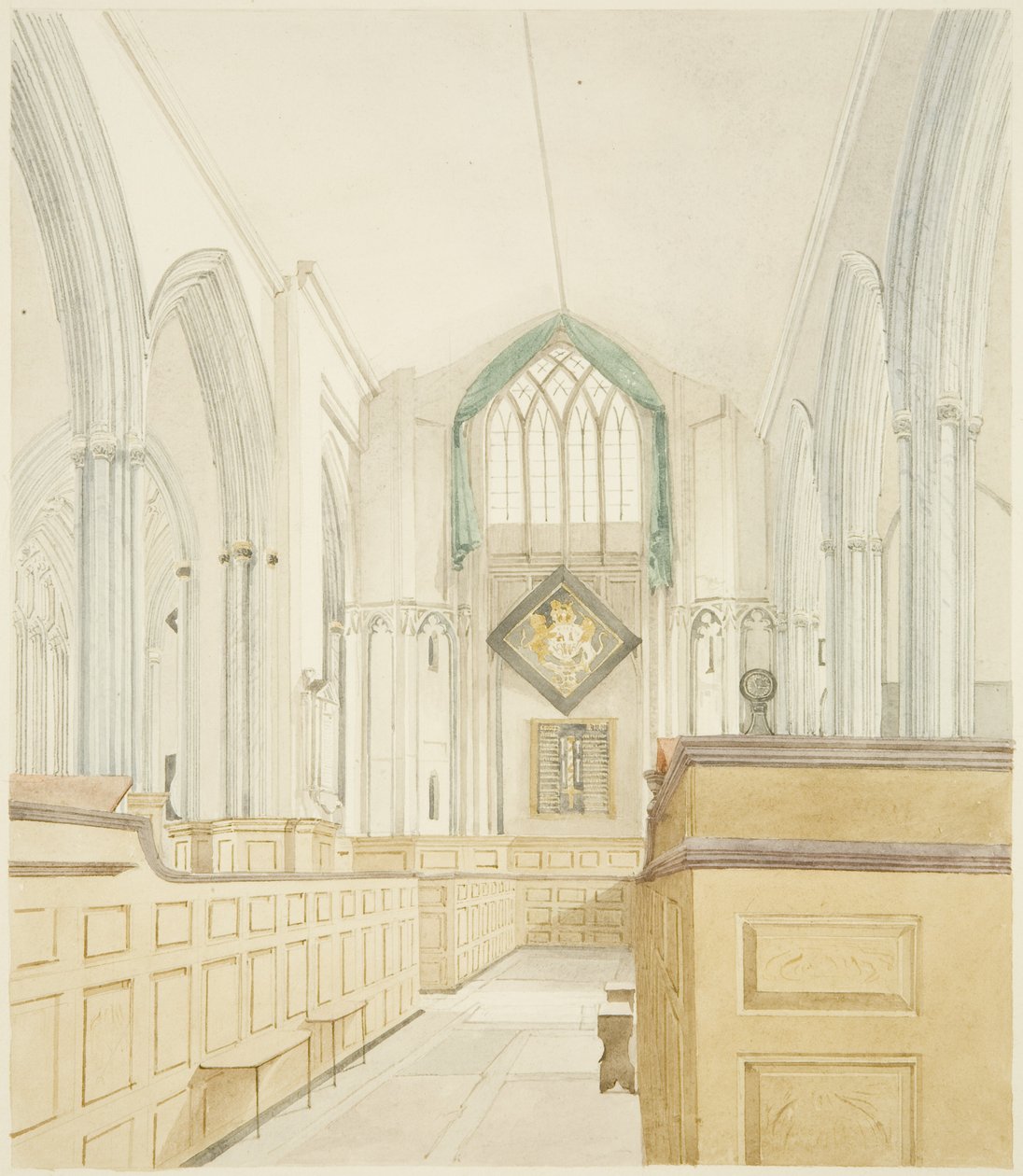 Interior da Igreja de St Werburgh, olhando para oeste de James Johnson