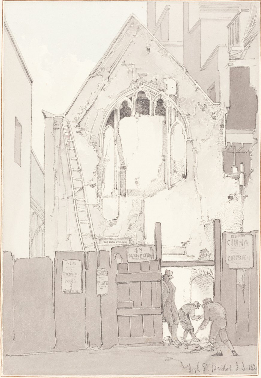 A descoberta de uma janela leste da Igreja de Todos os Santos, atrás da High Street, Bristol de James Johnson
