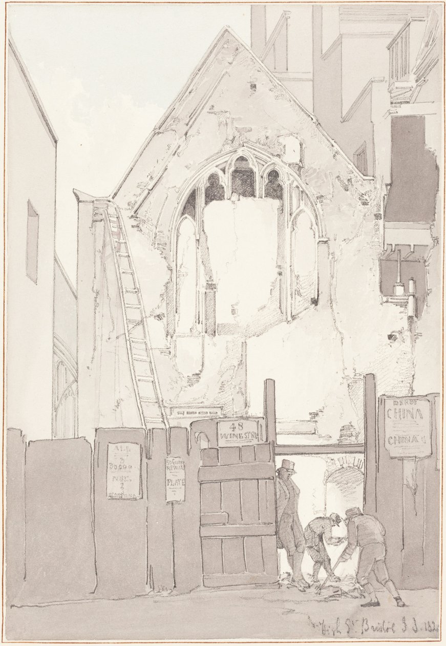 A descoberta de uma janela oriental da Igreja de Todos os Santos, atrás da High Street, Bristol de James Johnson