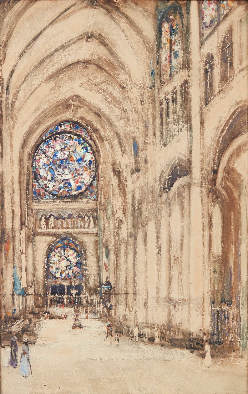 Interior da Igreja, Rouen, França (aquarela) de James Kay