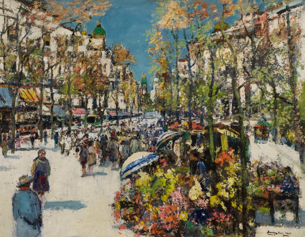 Rua das Flores - Barcelona (óleo sobre tela) de James Kay