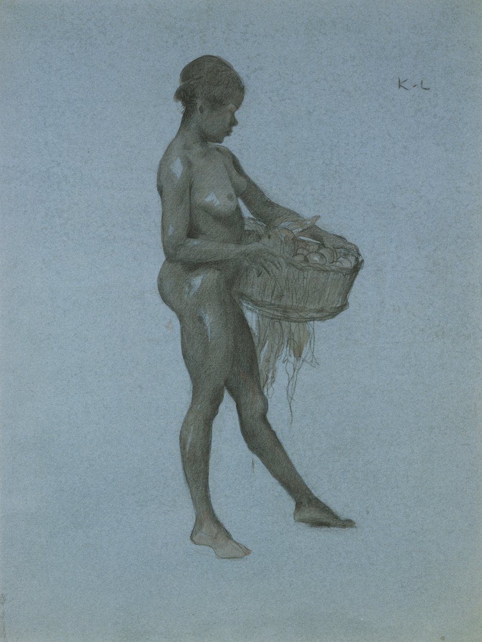 Negress carregando uma cesta de legumes (chacoal no papel) de James Kerr Lawson