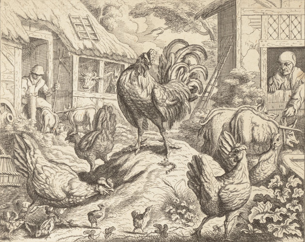 O Galo e a Pedra Preciosa, das Fábulas de Esopo, ca. 1760. de James Kirk