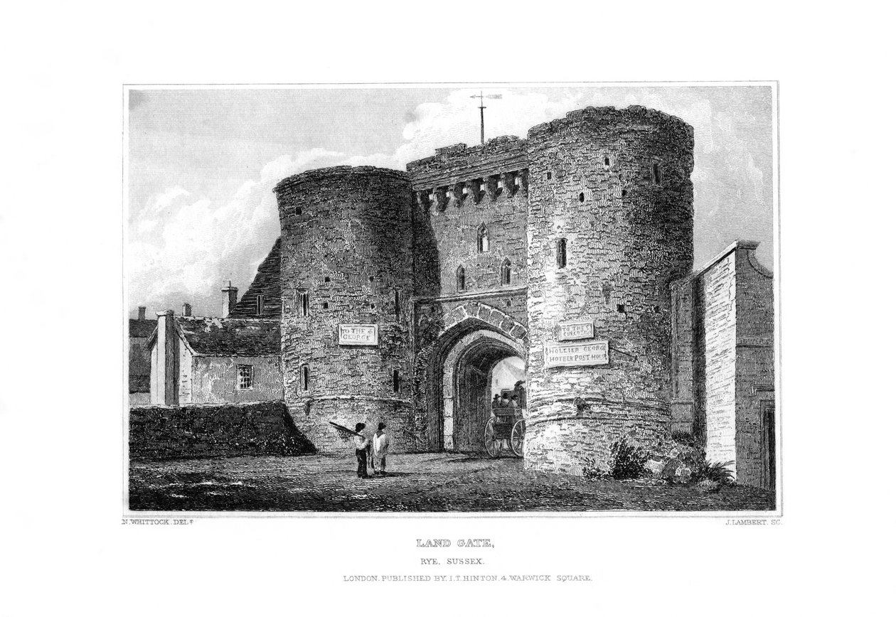 Porta da terra, Rye, Sussex do leste, 1829. de James Lambert