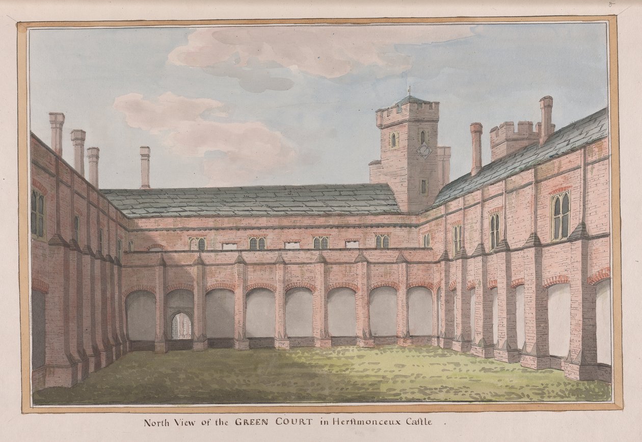 Castelo de Herstmonceux, East Sussex: Vista Norte do Tribunal Verde de James Lambert  of Lewes