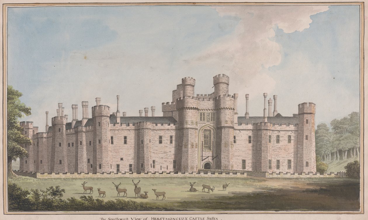 Castelo de Herstmonceux, East Sussex: Vista Sudoeste de James Lambert  of Lewes
