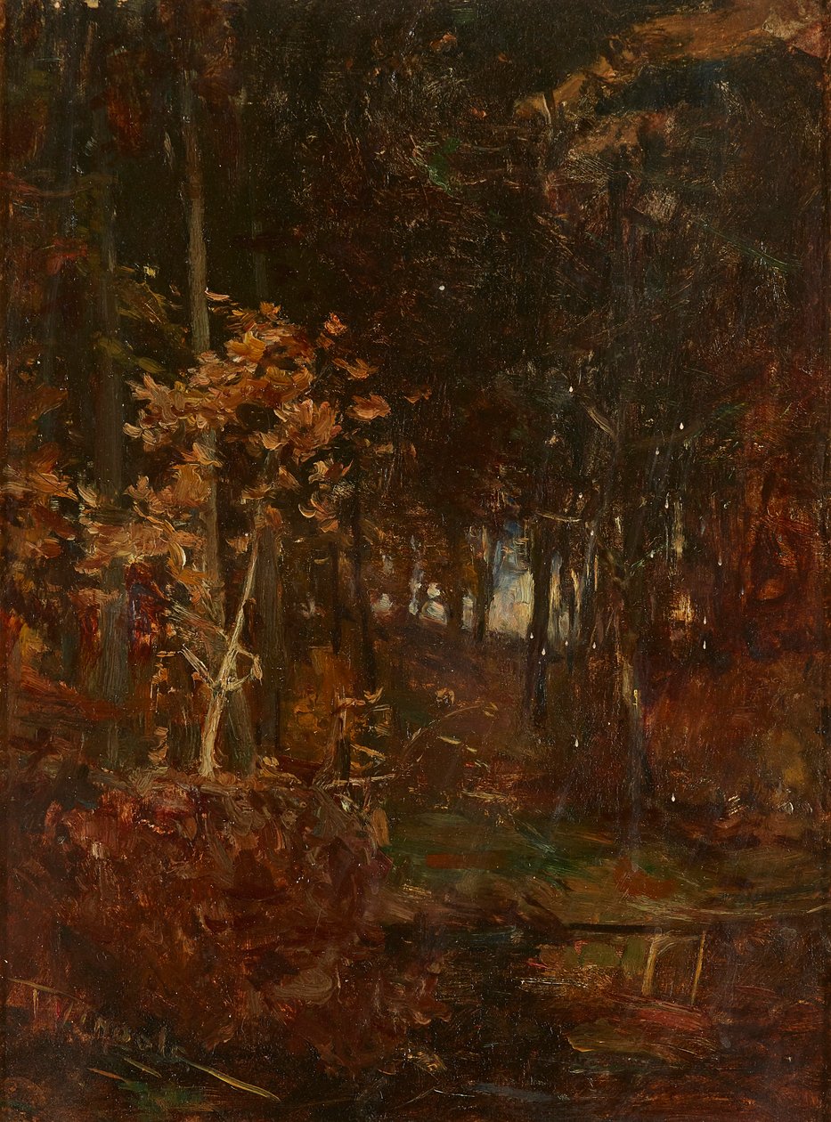 Um Caminho Arborizado (óleo a bordo) de James Lawton Wingate