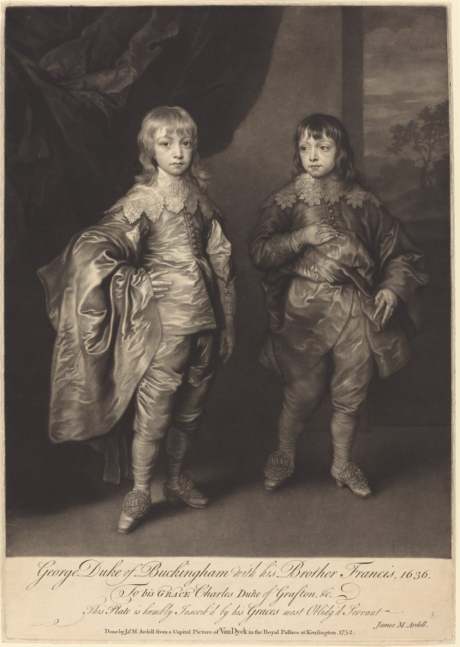 George Duke of Buckingham com seu irmão Francis de James MacArdell after Sir Anthony van Dyck