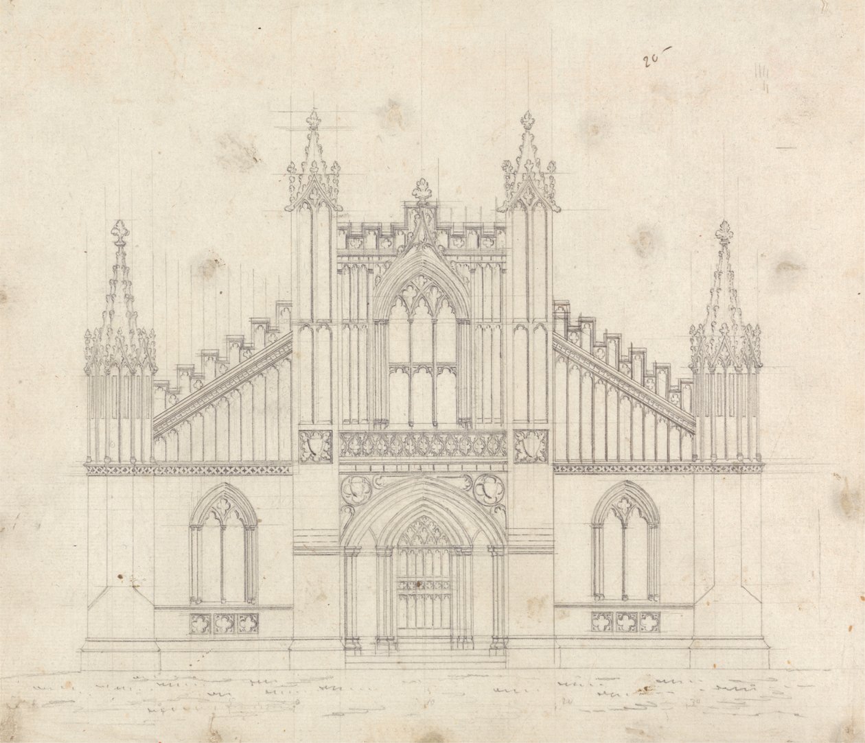 Desenho preparatório para Desenho 11, Placa 9 de Uma Colecção de Desenhos para Retiros Rurais de James Malton