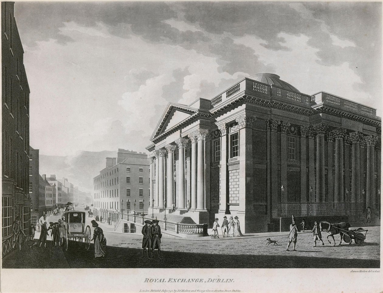 A Royal Exchange (actualmente City Hall), Cork Hill, Dublim de James Malton