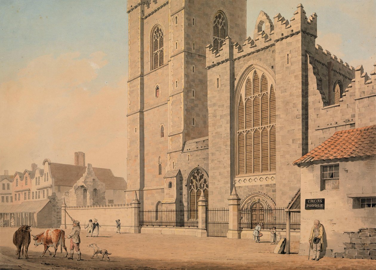 A fachada oeste da Catedral de São Patrício, Dublim de James Malton