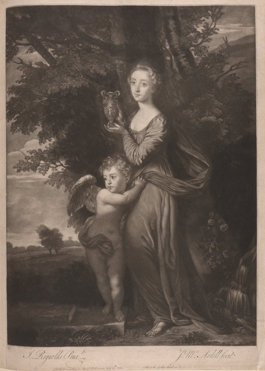 Miss Gravile (Frances Anne Greville e o seu irmão como "Hebe e Cupido") de James McArdell