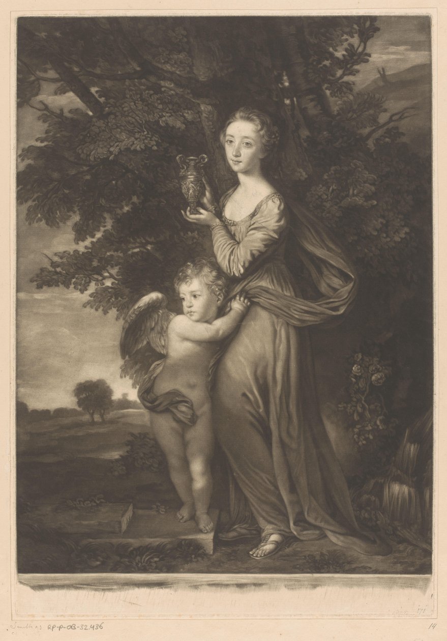 Retrato de Frances Anne Greville e Henry Francis Greville como Hebe e Cupido de James McArdell