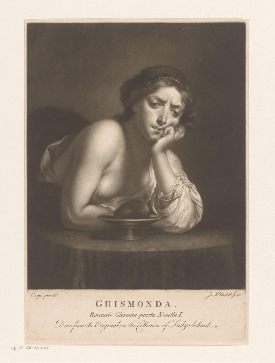 Sigismunda com o coração de Guiscardo Ghismonda (título no objeto) de James McArdell