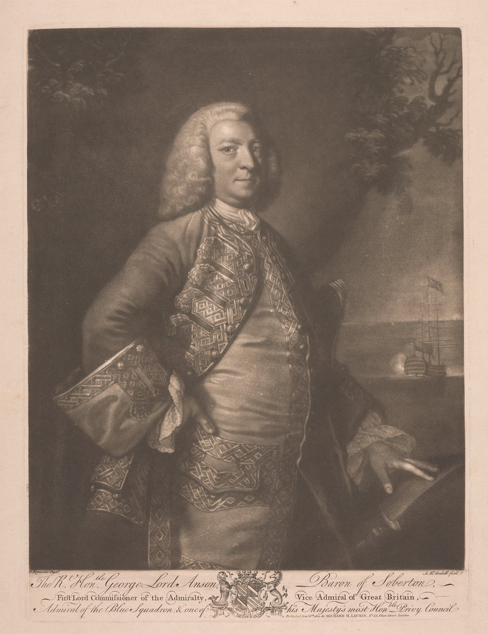 O Honorável George Lord Anson de James McArdell