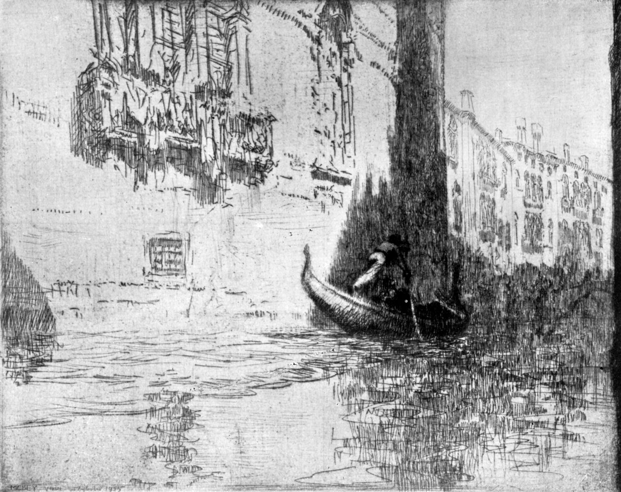 A gôndola de passagem, 1926. de James McBey