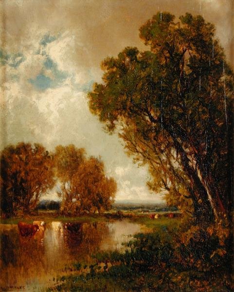 Vacas em Paisagem (óleo sobre tela) de James McDougal Hart