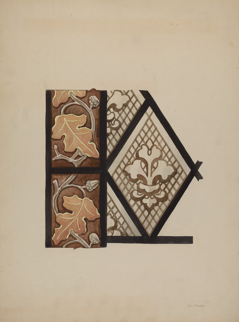 Janela de vidro pintada, c. 1937. de James McLellan
