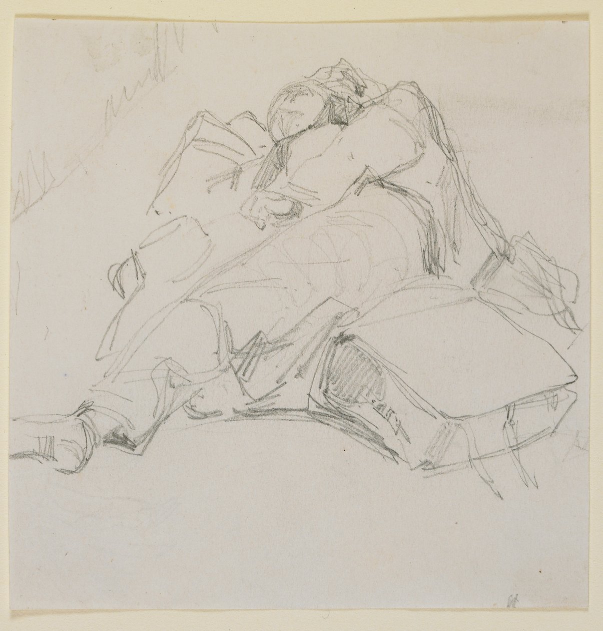 Um homem dormindo em uma pilha de bagagem de James Abbott McNeill Whistler