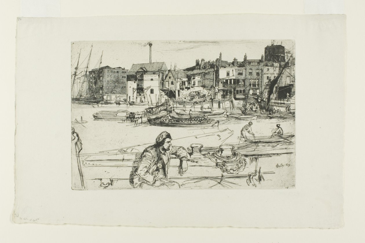 Black Lion Wharf, de uma série de dezesseis gravuras de cenas no Tamisa (o "Conjunto do Tamisa") de James Abbott McNeill Whistler