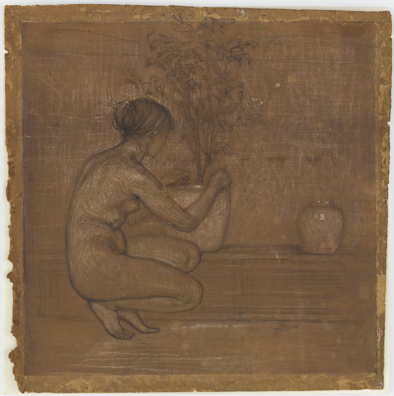 Figura agachada. Estudo para <em>The White Symphony: Three Girls</em> de James Abbott McNeill Whistler