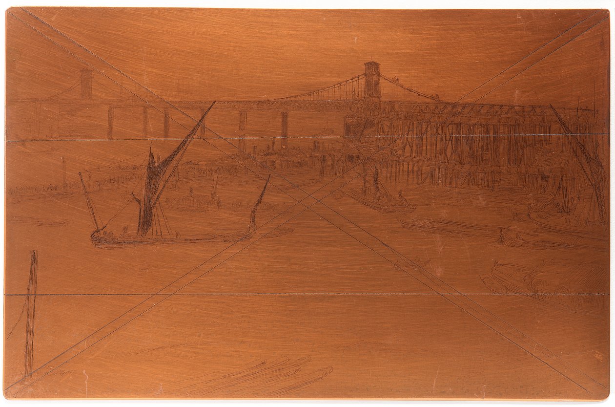 Placa de gravura: Old Hungerford Bridge de James Abbott McNeill Whistler