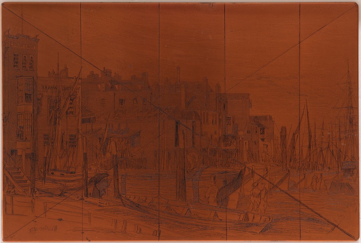 Placa de gravação: Polícia do Tamisa de James Abbott McNeill Whistler