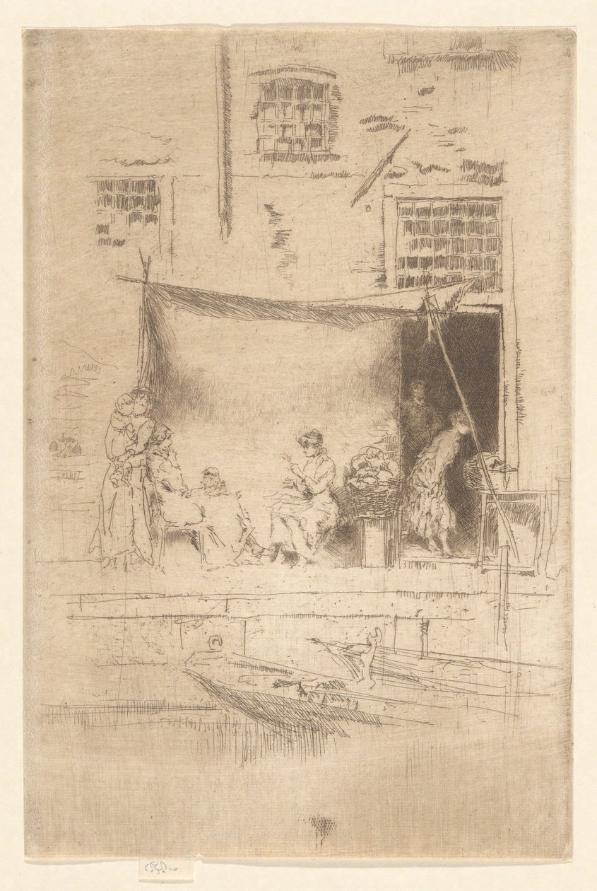 Fruit Stall, do Conjunto da Segunda Veneza ( Um Conjunto de Vinte e Seis Talhadas) de James Abbott McNeill Whistler