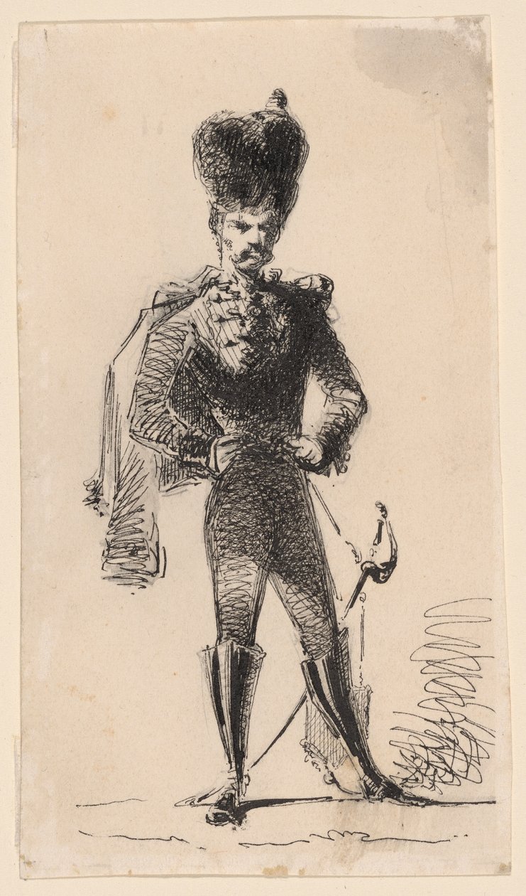 Hussardo (reto) Homem com cartola e cabeça enfaixada (verso) de James Abbott McNeill Whistler