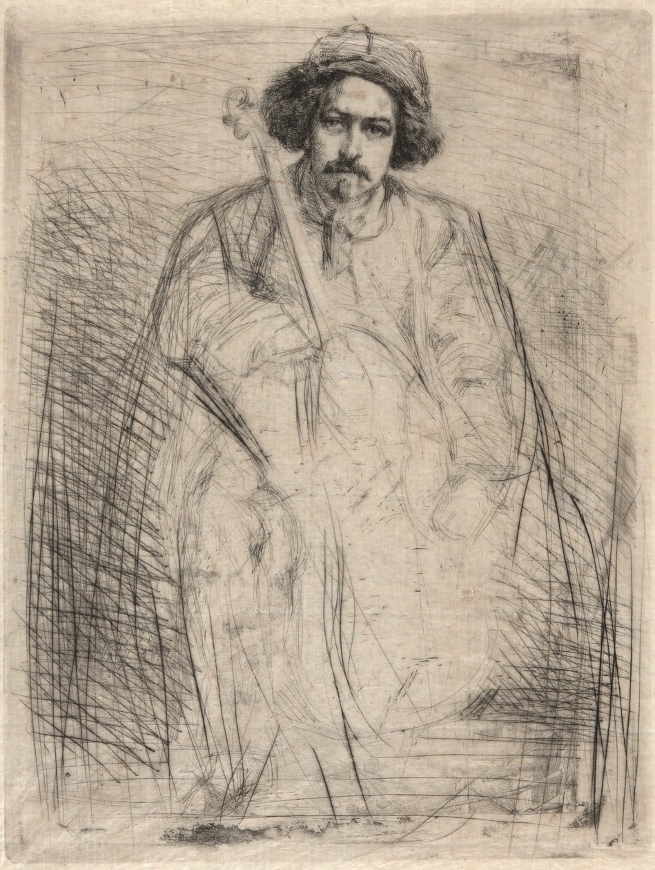 J. Becquet, escultor (The Fiddler), do Thames Set (Uma série de dezesseis gravuras de cenas no Tamisa e outros assuntos) de James Abbott McNeill Whistler