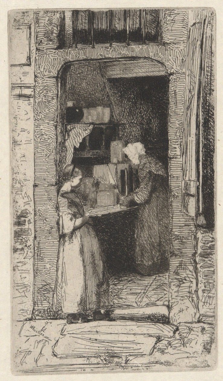 A vendedora de mostarda, da série francesa (Doze águas-fortes da natureza) de James McNeill Whistler